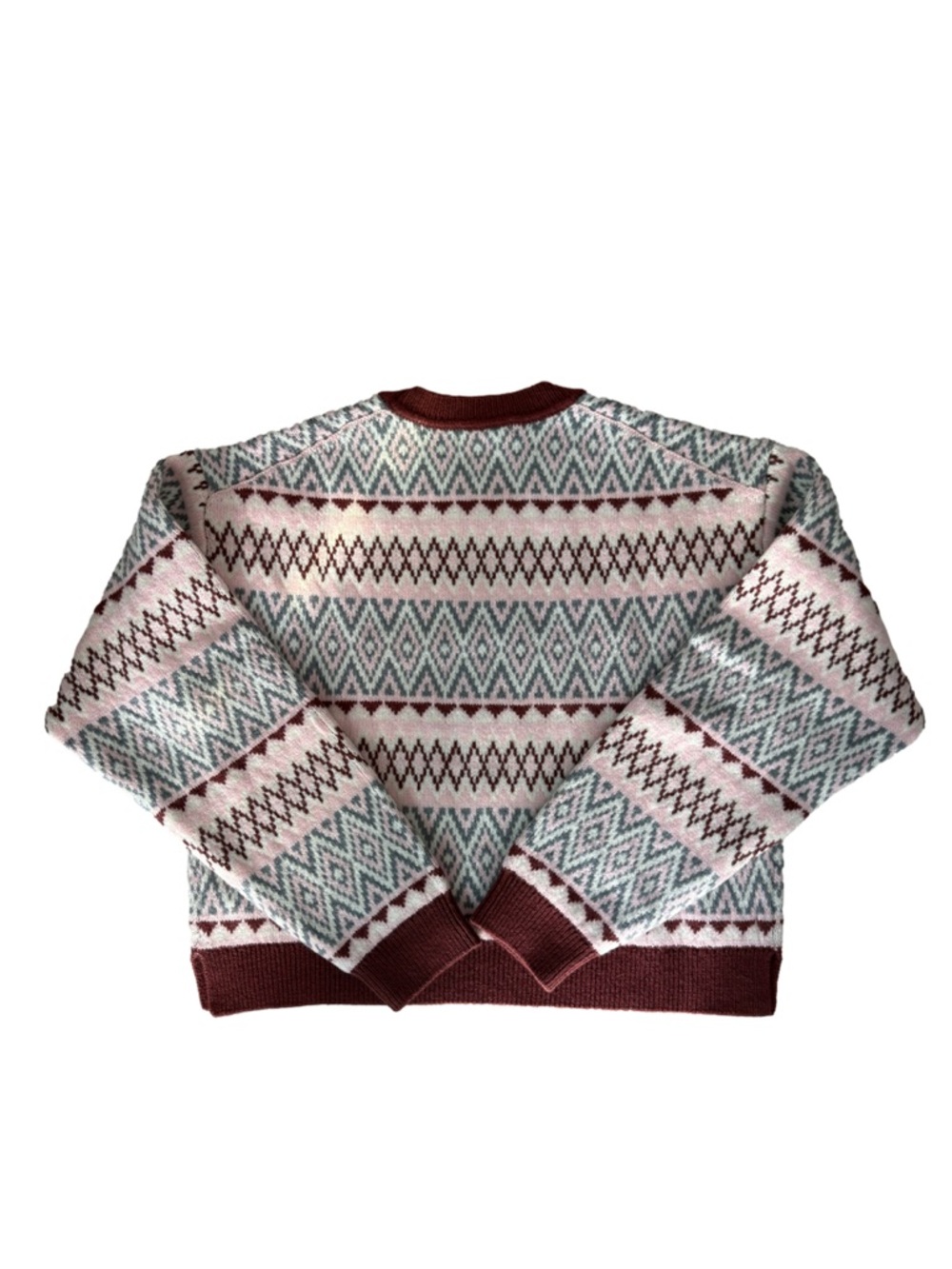 JW ANDERSON x UNIQLO Fair Isle Crew Neck Sweater in Pink Burgundy Size S - Picture 4 of 6